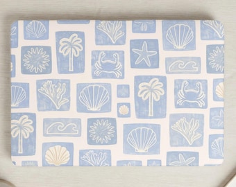 Coastal Pattern MacBook Air Hülle 13.6 15.3 Pro 13 14 16 Zoll, Ocean Vibes Sea Shell Palme Krabbe Laptop Hartschalenabdeckung