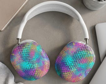 Holographic AirPods Max Shell Case, Iridescent Scale AirPods Max Cover, Colorful Y2K Aesthetic Headphones Earcup Case, Vibrant Tech
