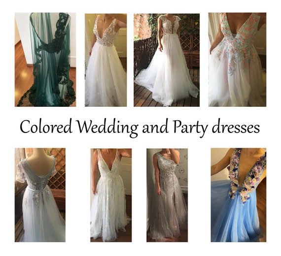 Custom made Colored Wedding Dresses | Black Wedding Gown | Tulle and Lace Dress