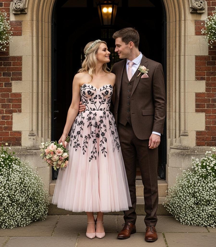 Blush and Black Lace Wedding Dress | Custom Made Gown Blush and Black Lace Wedding Dress | Custom Made Gown
