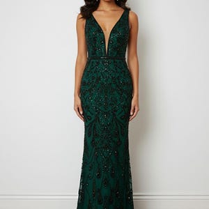 Custom Beaded Tulle Prom Dress | Handmade Evening Gown image 7