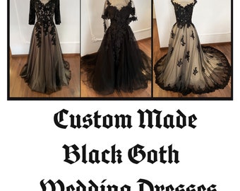 Dark Goth Black Colored WEDDING DRESSES Custom Made