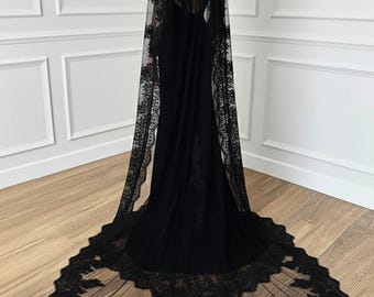 Abiti da sposa e da festa in stile gotico nero Abito con silhouette a sirena realizzato su misura