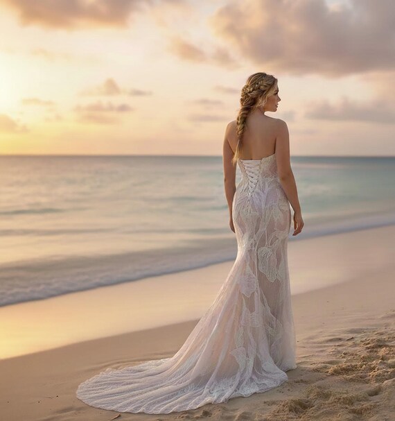 Custom Bohemian Lace Wedding Dress | Handmade Beach Bridal Gown