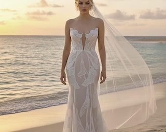 Custom Bohemian Lace  Wedding Dress | Handmade Beach Bridal Gown