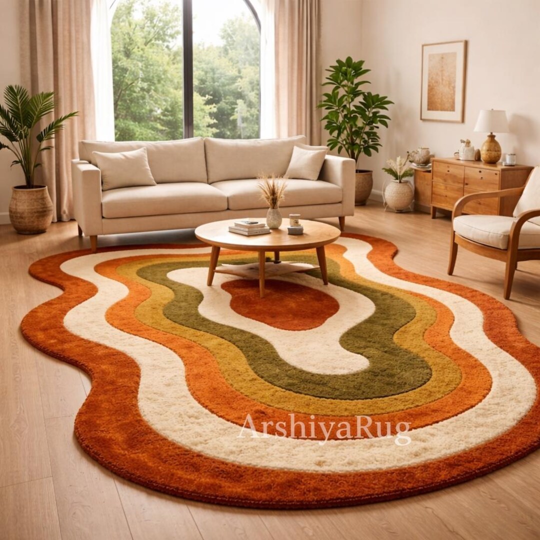 Modern Abstract Area Rug Soft Plush Handmade Carpet for Living Room ...