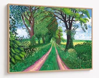 Lebendige Landschaft Pathway Leinwanddruck, David Hockney Stil Landschaftskunst