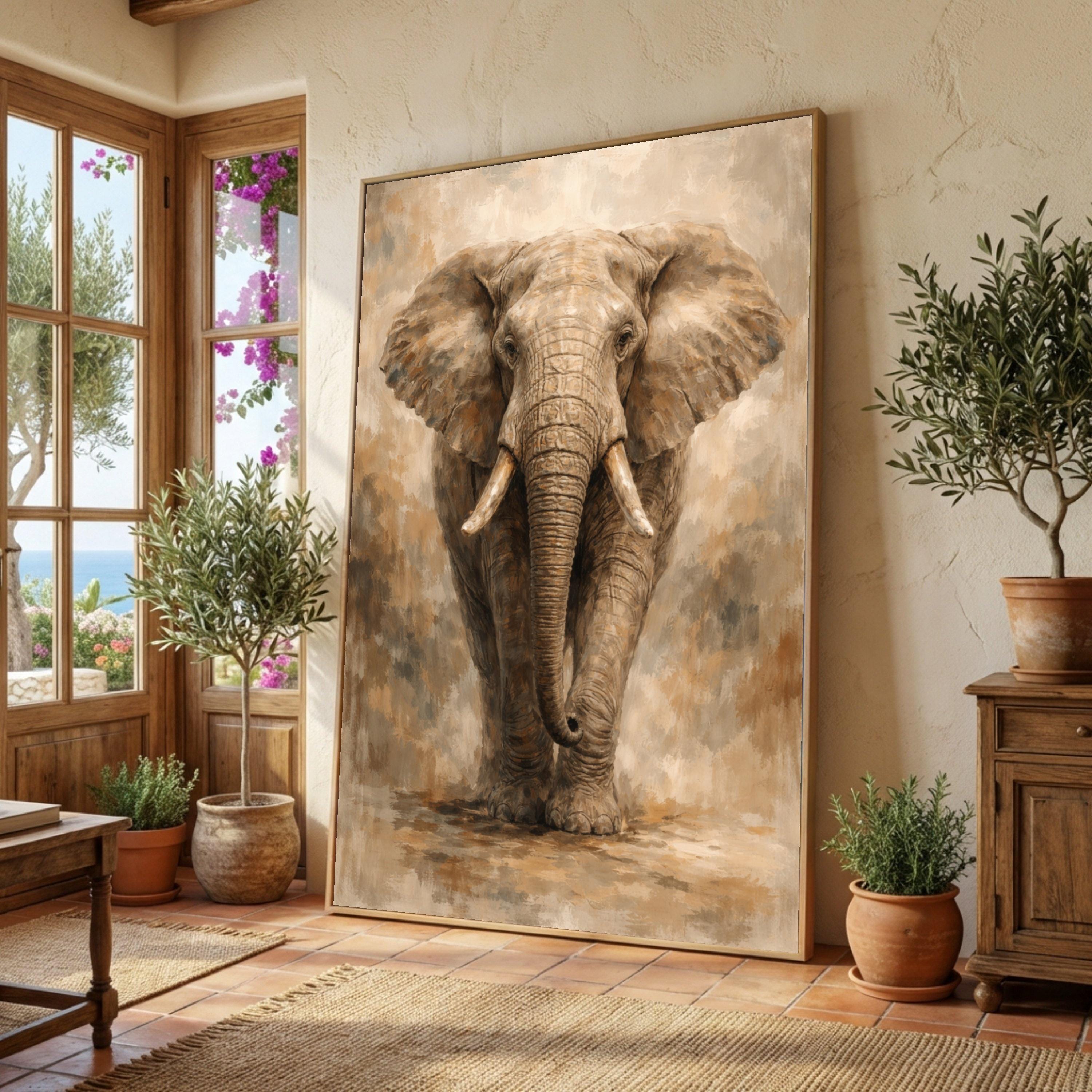 Ancien tableau / panneau en marqueterie, élephant ganesh, Inde