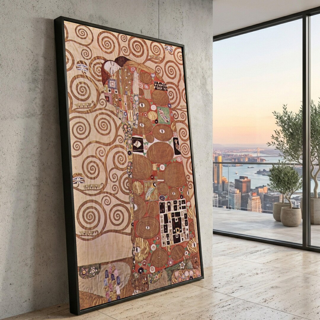 Gustav Klimt the Kiss Canvas Art, Art Nouveau Embrace Print, Gold ...