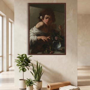 Caravaggio Junge von Lizard gebissen Leinwand, Barock Porträt, dramatische Wand Kunst Druck Bild 5