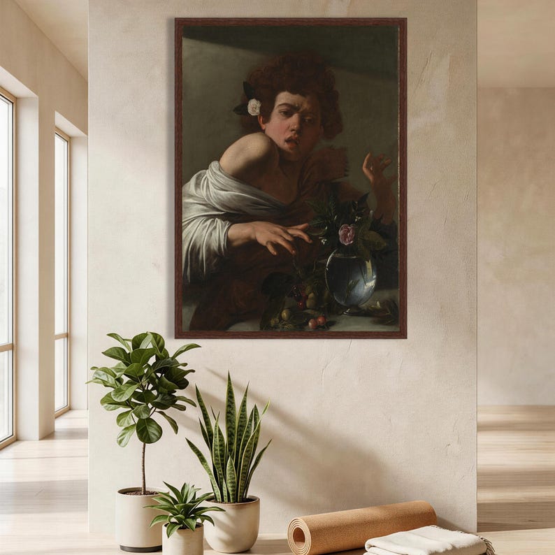 Caravaggio Junge von Lizard gebissen Leinwand, Barock Porträt, dramatische Wand Kunst Druck Bild 5