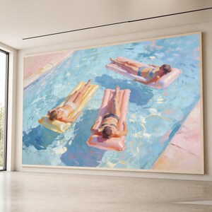 Summer Holiday Vibes, Pool Float Relaxation Canvas, Sunbathing Art, Leisure Lifestyle Painting, Bright Summer Wall Decor