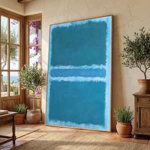 Blue Abstract Canvas Wall Art, Modern Color Block Painting, Minimalist Home Decoration, Contemporary Canvas Art, Ready to Hang Wall Decor