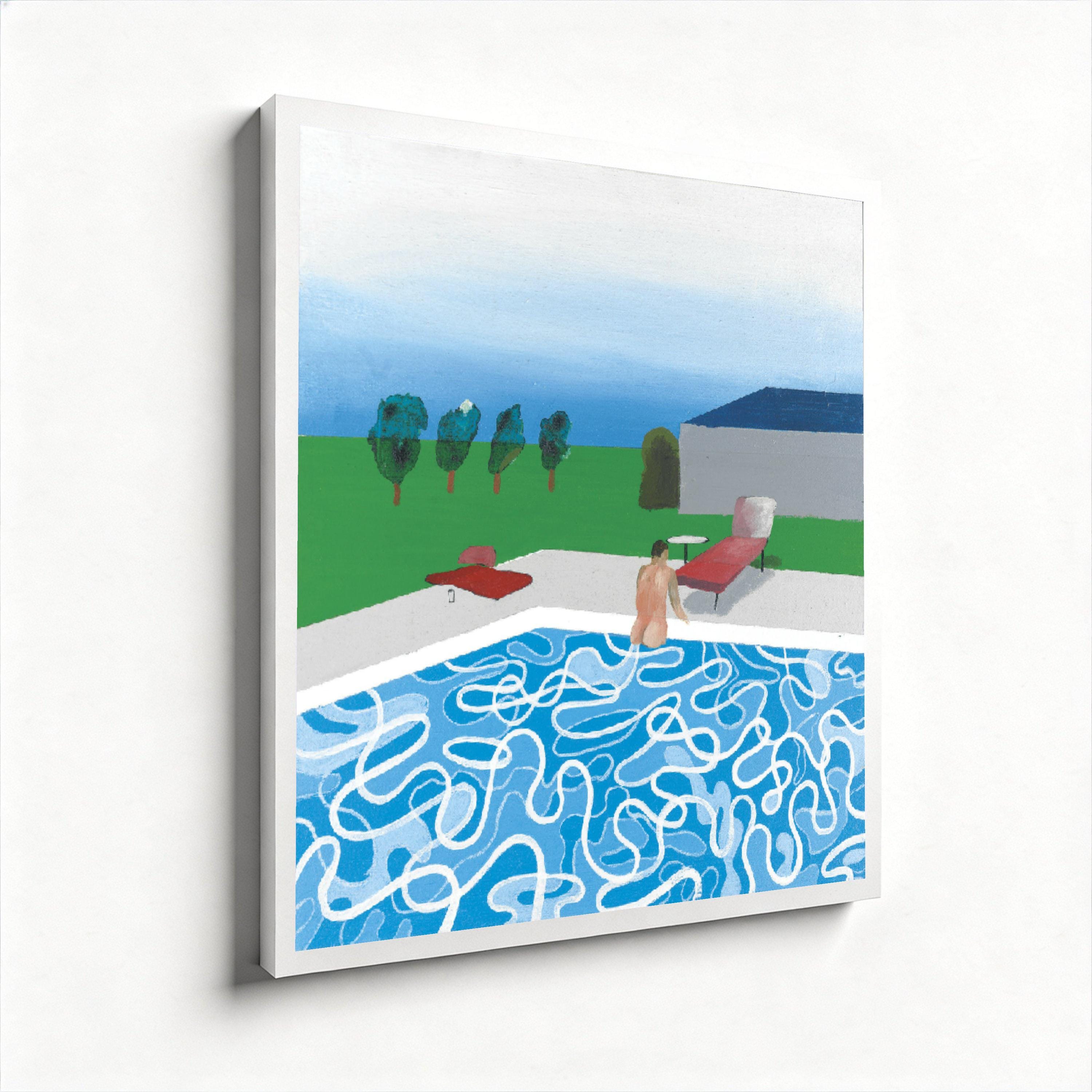 David Hockney Pool Scene Canvas, Modern Abstract Swimming Pool Art ...