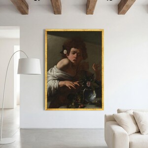 Caravaggio Junge von Lizard gebissen Leinwand, Barock Porträt, dramatische Wand Kunst Druck Bild 4