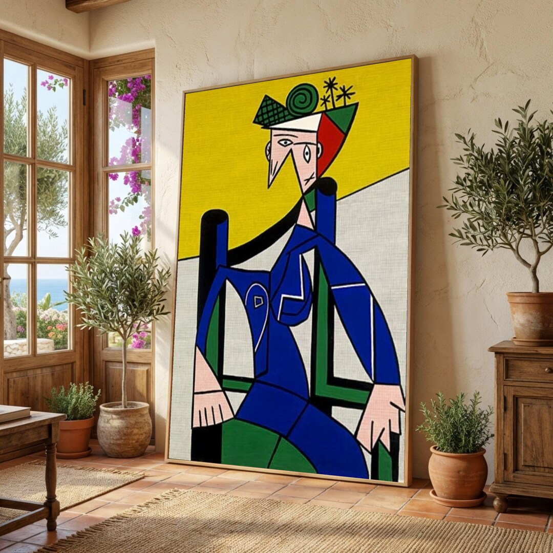 Abstract Cubist Portrait Canvas, Modern Geometric Wall Art, Colorful ...