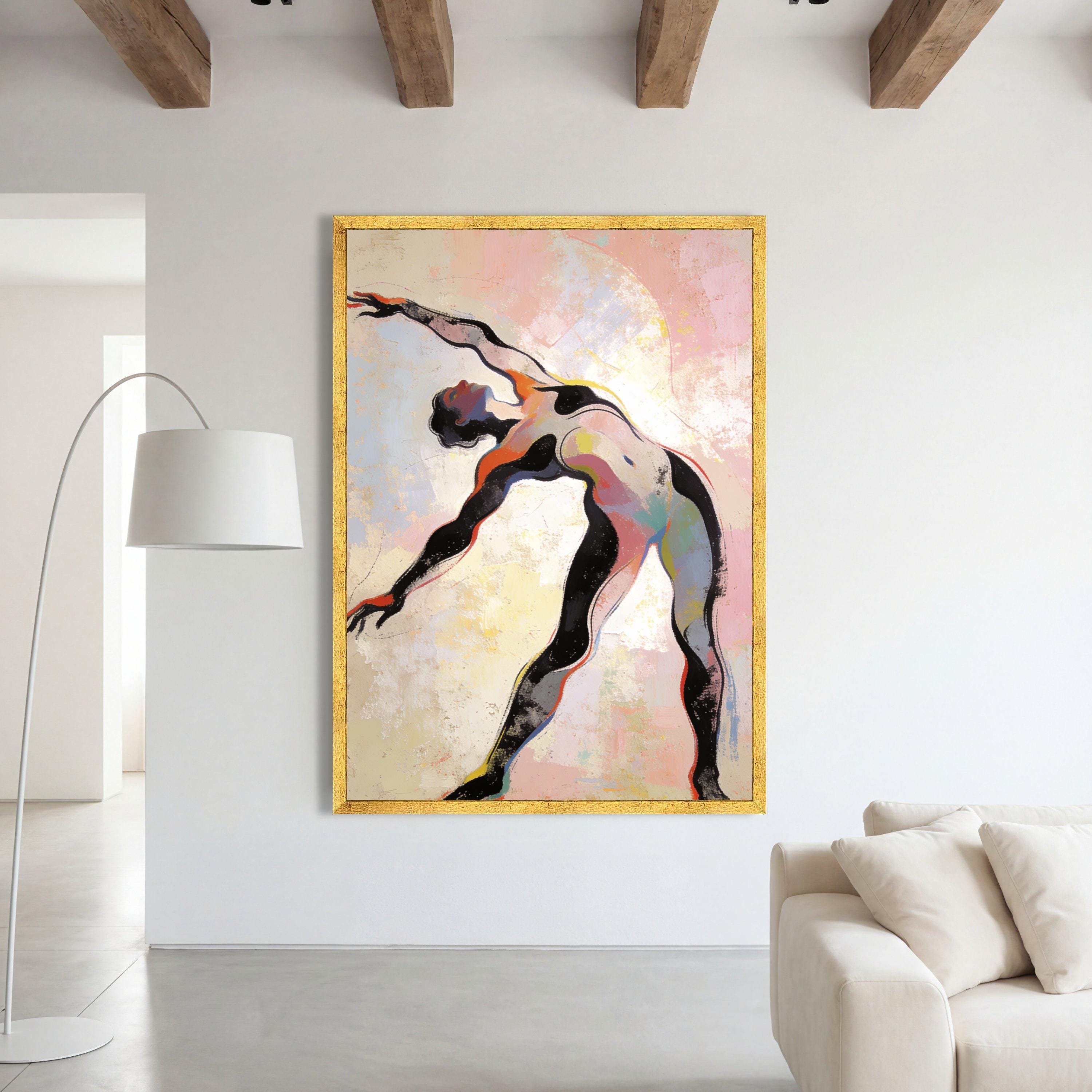 Abstract Dance Pose Canvas, Modern Female Figure Art, Colorful ...