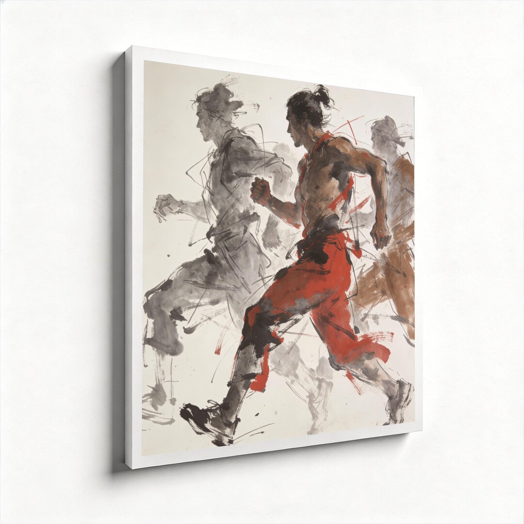 Running Inspired Object Dynamic Running Figure Canvas, Athletic Motion Wall Art, Modern Sports ...