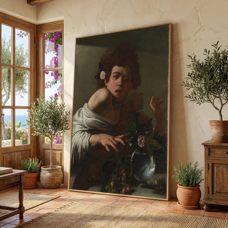 Caravaggio Junge von Lizard gebissen Leinwand, Barock Porträt, dramatische Wand Kunst Druck Bild 8