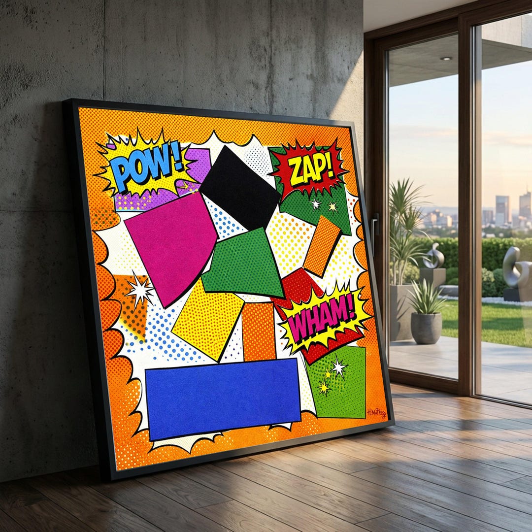 Vibrant Pop Art Canvas Wall Art, Comic Book Style Abstract Design ...