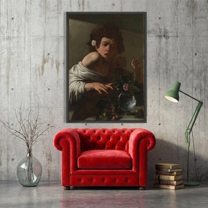 Caravaggio Junge von Lizard gebissen Leinwand, Barock Porträt, dramatische Wand Kunst Druck Bild 3