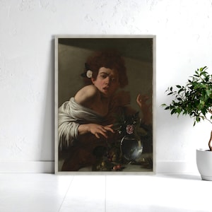 Caravaggio Junge von Lizard gebissen Leinwand, Barock Porträt, dramatische Wand Kunst Druck Bild 6