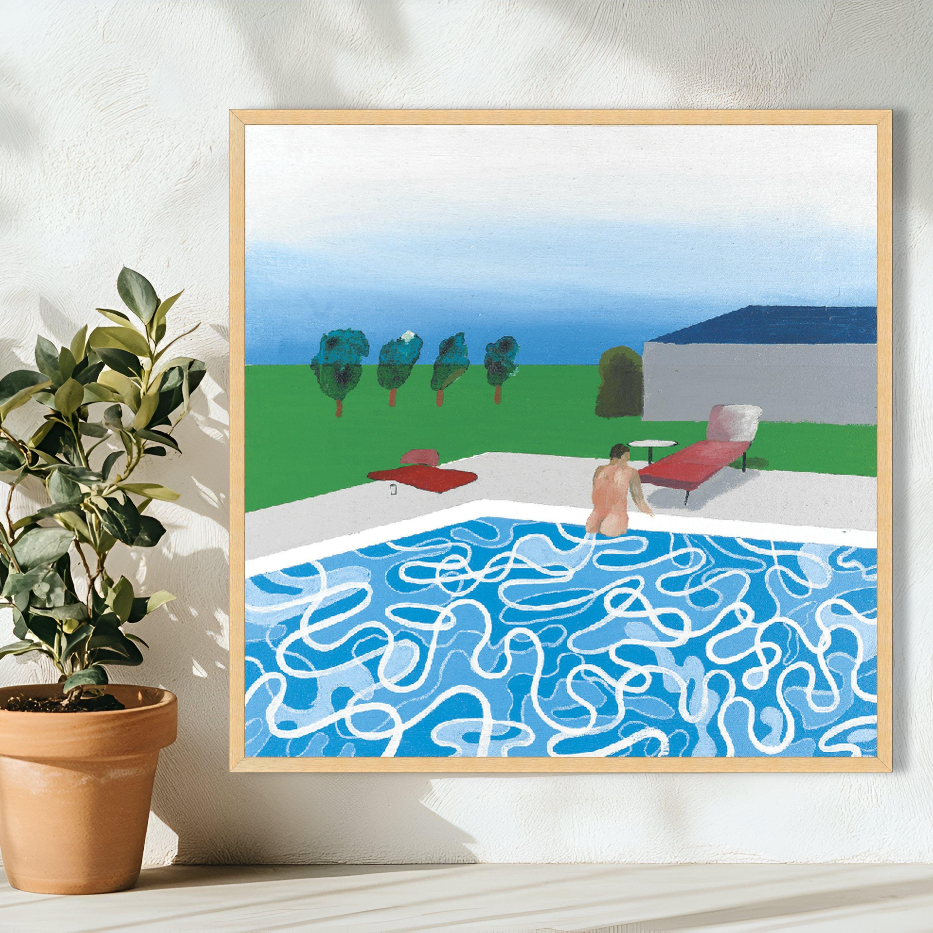 David Hockney Pool Scene Canvas, Modern Abstract Swimming Pool Art ...