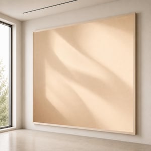 Weiches abstraktes Schattenspiel Leinwand, neutrale Wandkunst, minimalistisches Wohndekor, beige getönte Leinwand, subtiles Licht- und Formdesign, moderne Wand
