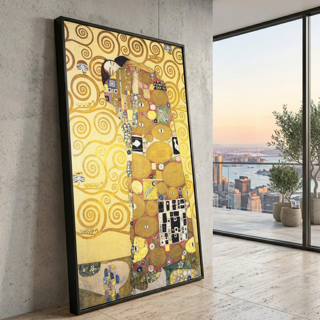 The Kiss Klimt Canvas Print, Romantic Embrace Art Deco Wall Art - Etsy