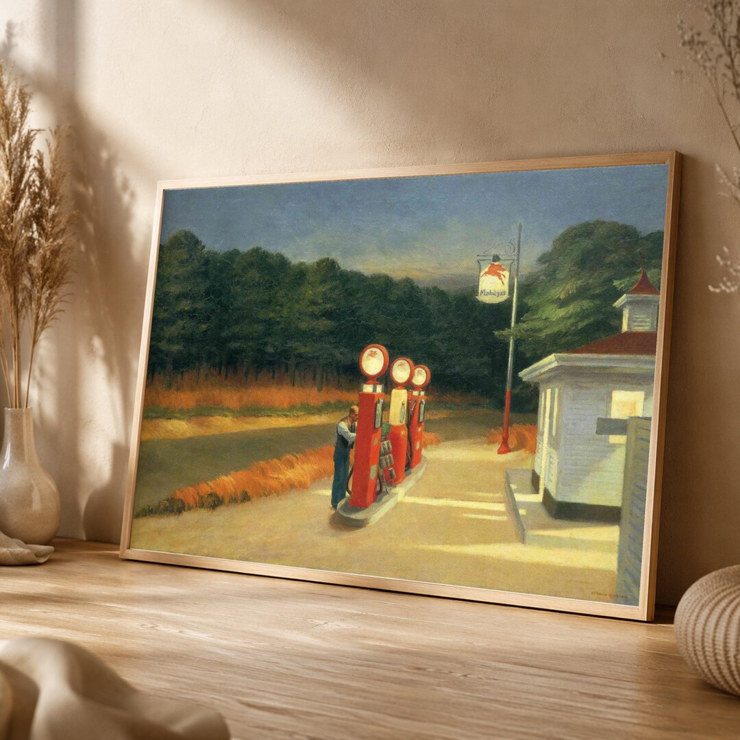 Vintage Gas Station Canvas Wall Art, Edward Hopper Automate 1927 ...