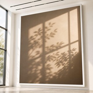 Lienzo con suave sombra de ventana, arte mural botánico minimalista, decoración del hogar con luces y sombras, impresión en lienzo abstracto natural, planta de interior