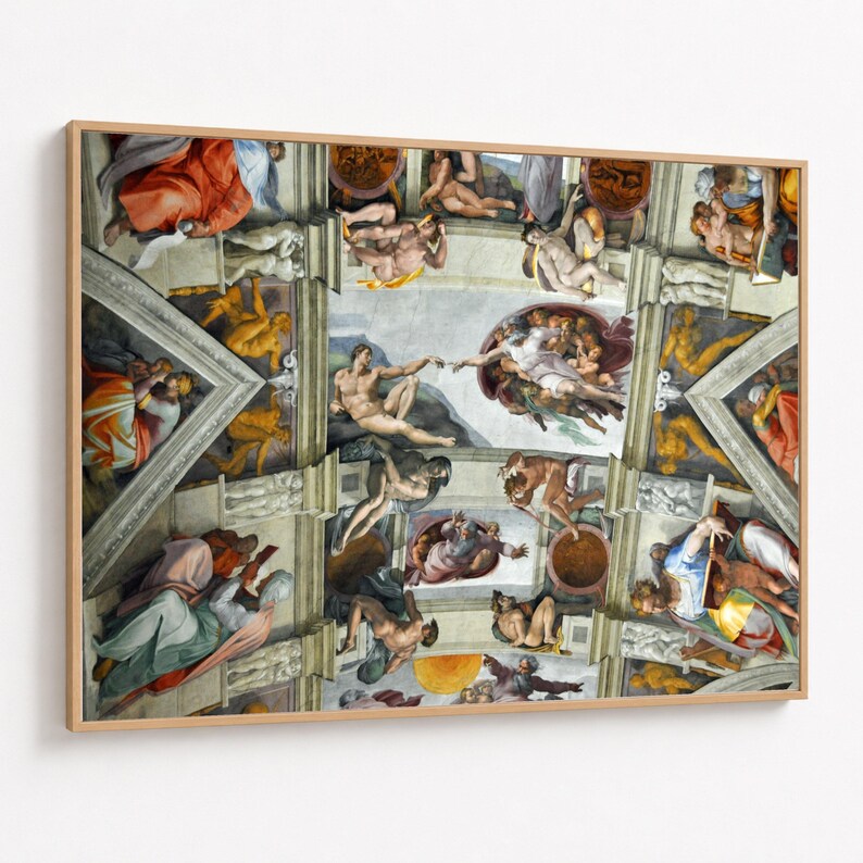 Michelangelo Creation of Adam Canvas Print, Renaissance Sistine Chapel ...