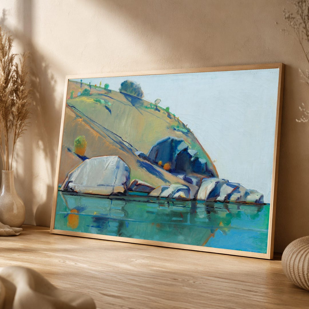 Coastal Cliff Landscape Canvas, Abstract Shoreline Wall Art, Wayne ...