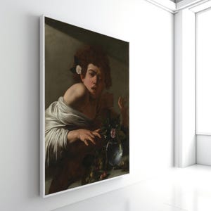 Caravaggio Junge von Lizard gebissen Leinwand, Barock Porträt, dramatische Wand Kunst Druck Bild 1
