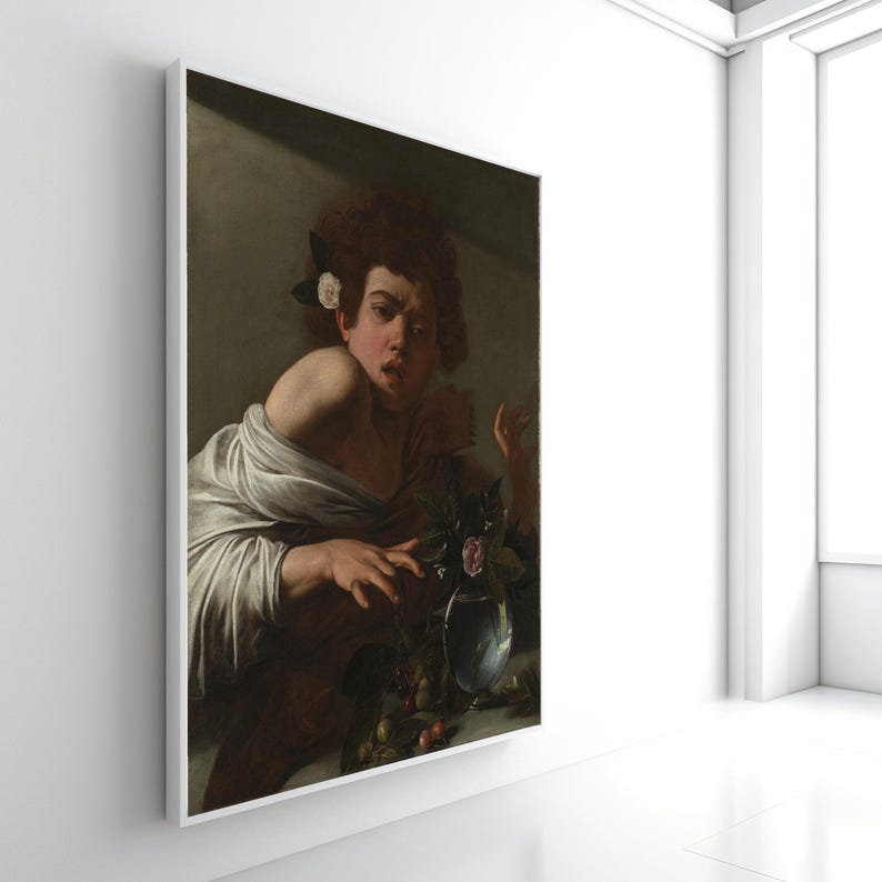 Caravaggio Junge von Lizard gebissen Leinwand, Barock Porträt, dramatische Wand Kunst Druck Bild 1