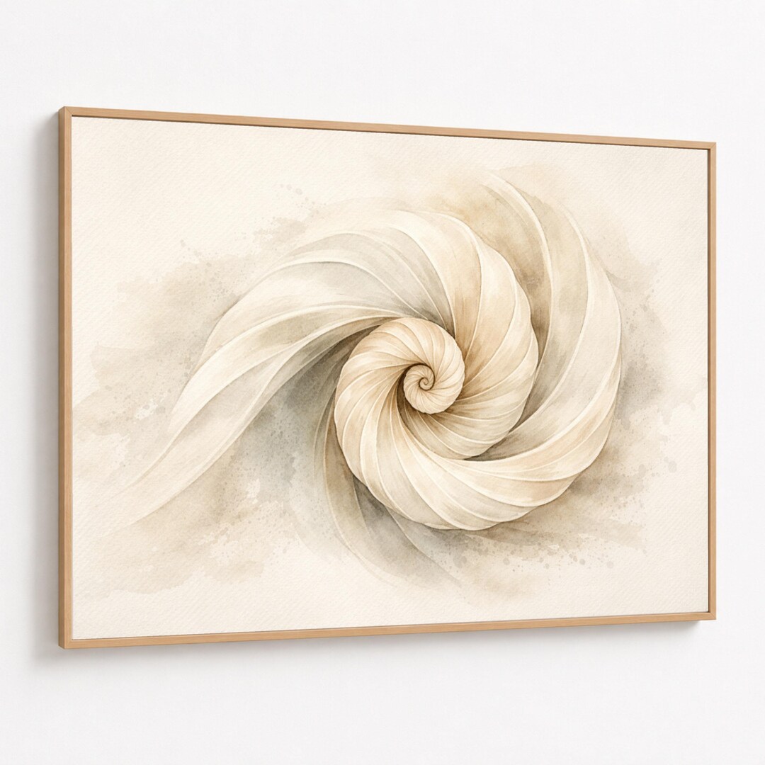 Elegant Spiral Shell Canvas, Neutral Tones Wall Art, Abstract Nature ...