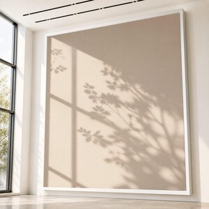 Soft Shadow Leaves Canvas, Minimalist Wall Art, Natural Light Silhouette, Neutral Home Decor, Botanical Shadow Canvas, Subtle Plant Design