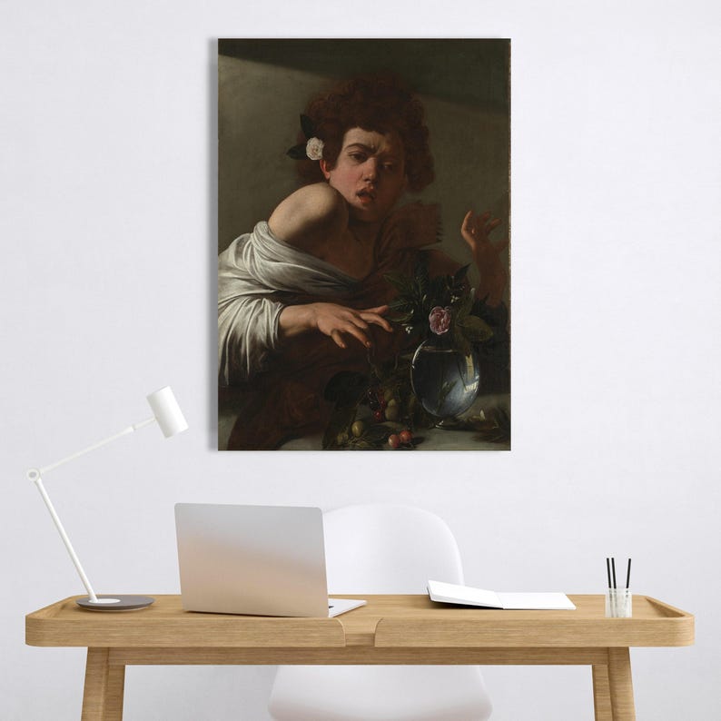 Caravaggio Junge von Lizard gebissen Leinwand, Barock Porträt, dramatische Wand Kunst Druck Bild 7