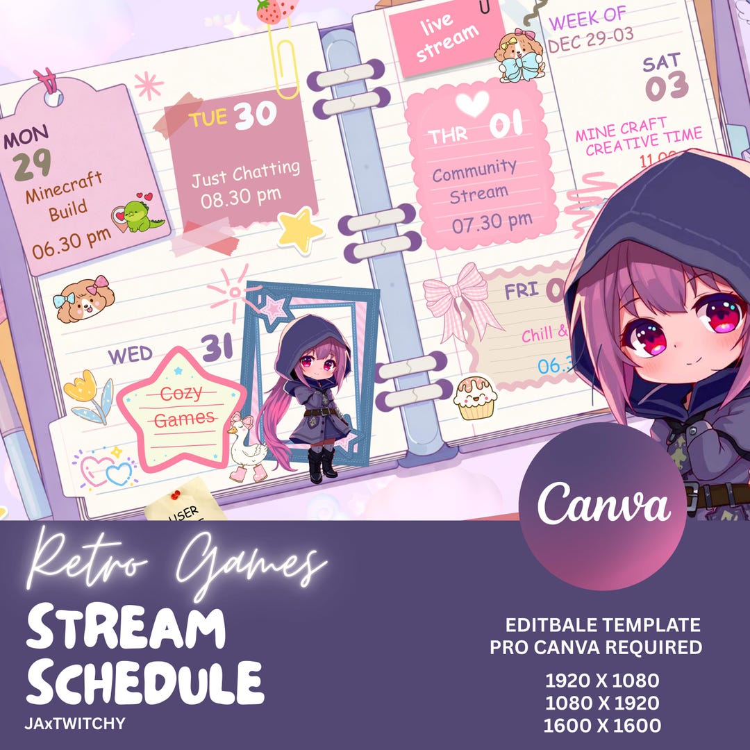 Retro Stream Schedule | Stream Schedule Widget, Live Streaming Schedule ...
