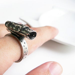 Anillo de plata contemporáneo, anillo de plata llamativo, joyería peruana, anillo brutalista, tamaño de anillo 6 3/4