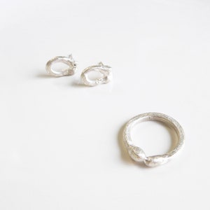 Jewelery set, sterling silver ring and earrings, unique jewelry set, Ring Size 6 image 1