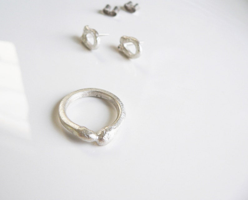Jewelery set, sterling silver ring and earrings, unique jewelry set, Ring Size 6 image 5
