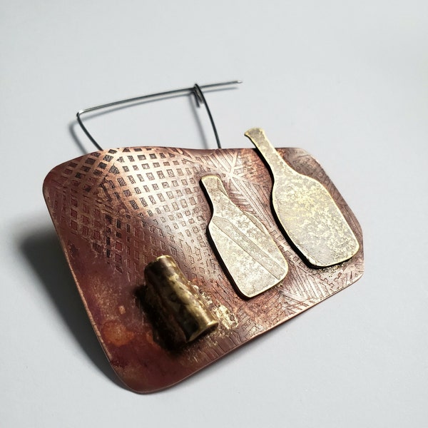 Contemporary brooch, brutalist brooch, unique artisan brooch, Contemporary jewelry