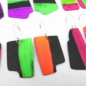 Handmade Colorful Earrings Sterling Silver, Copper, & Gesso