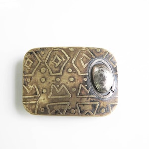 Contemporary brooch, brutalist brass  brooch, mixed metals jewelry