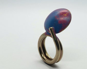 Contemporary ring, modern ring, brass modernist ring, Sculptural ring