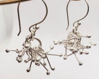 Modern Sterling Silver Kinetic Earrings Handmade Brutalist Jewelry