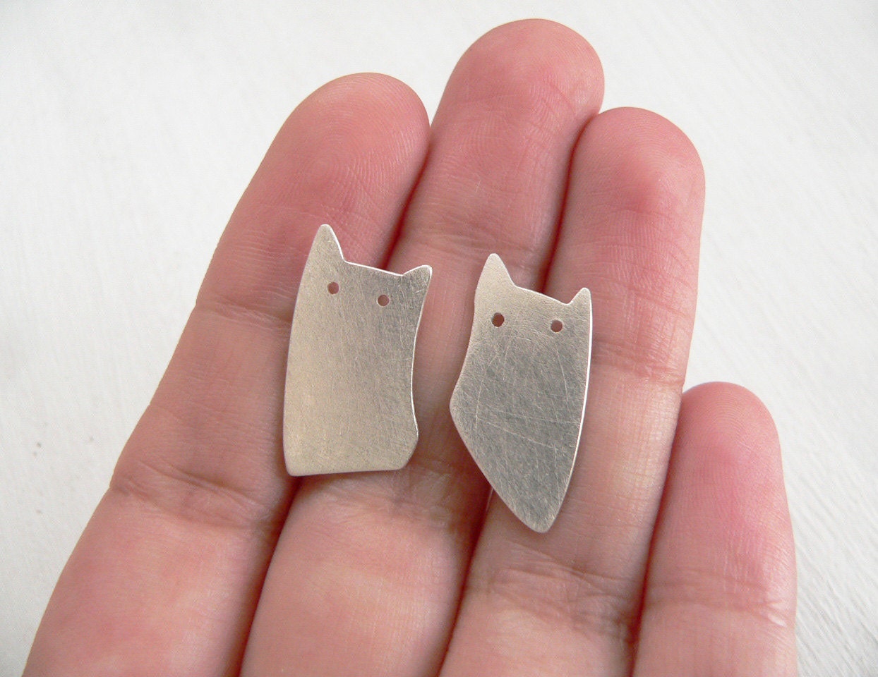 Silver Cat Earrings Minimal Cat Earrings Contemporary Etsy