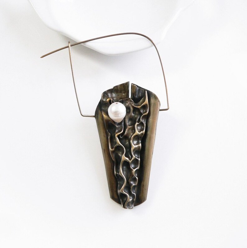 Contemporary brooch brass brooch Modernist brooch bronze Etsy