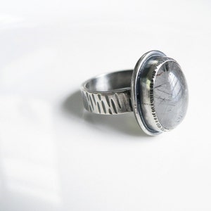 Sterling silver ring with Rutile Quartz, engagement ring, rutilated quartz Ring Size US 7.5